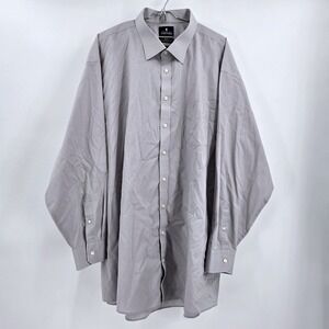 Stafford Gray Easy Care Broadcloth Long Sleeve Dress Shirt Big 20 36-37 Y2K Vibe